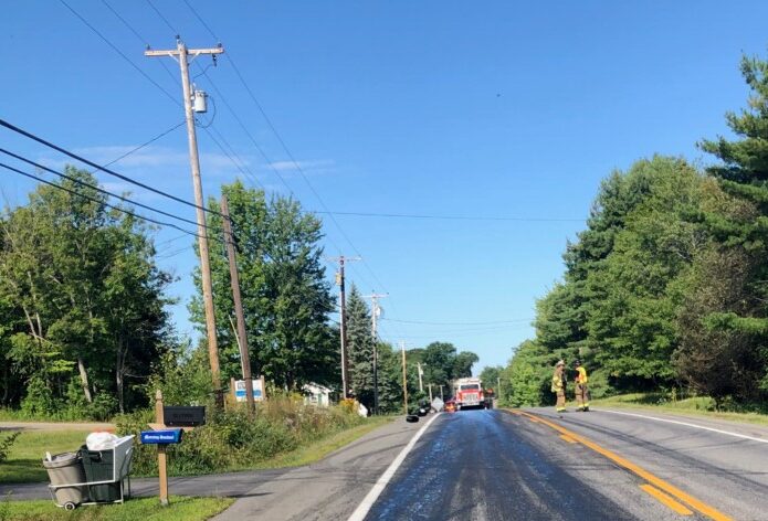 A portion of Route 137, also known as China Road in Winslow, was closed Wednesday morning after a vehicle spilled hydraulic fluid between North and South Reynolds roads and Pattee Pond Road. 