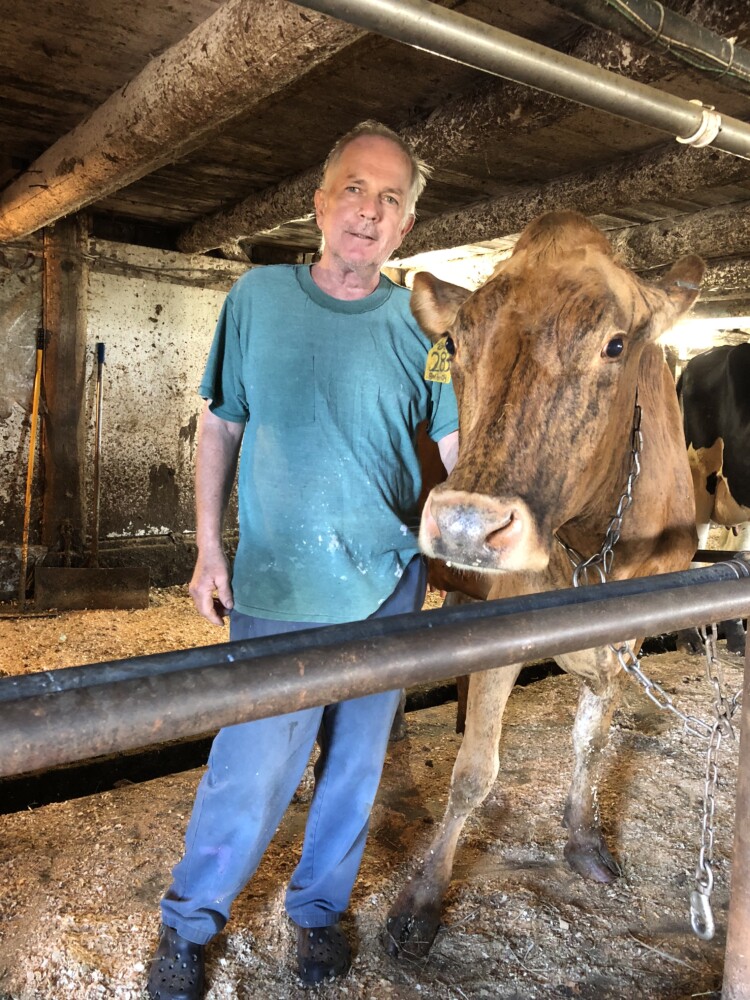 Richard Corey at his farm on Temple Road in Wilton. This is the last week his farm will house a dairy herd.