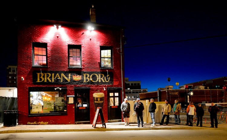 A small crowd gathered in front of Brian Boru at 6 a.m. in anticipation of the opening for St. Patrick's Day celebrations in 2013.