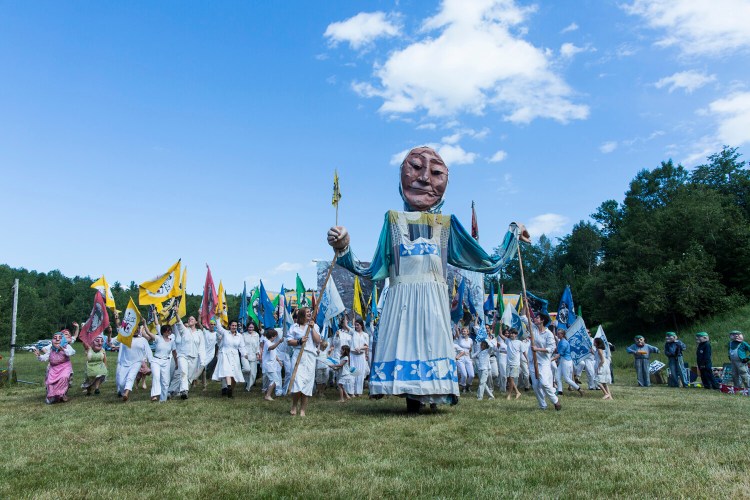 The Bread and Puppet Circus will perform at Fort Allen Park in Portland on Sunday.