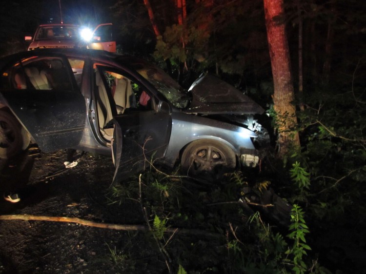 A view of the car involved in a single-vehicle crash on Ithiel Gordon Road in Mount Vernon on Aug. 3.