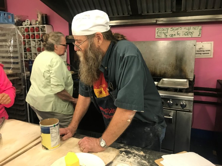 Harold "Dusty" Dowse leads a workshop on creating sourdough English muffins Saturday at the Breads and Brews festival in Unity.