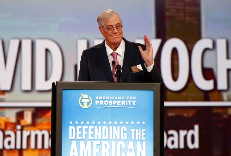 David Koch speaks at the Defending the American Dream summit hosted by Americans for Prosperity in 2015