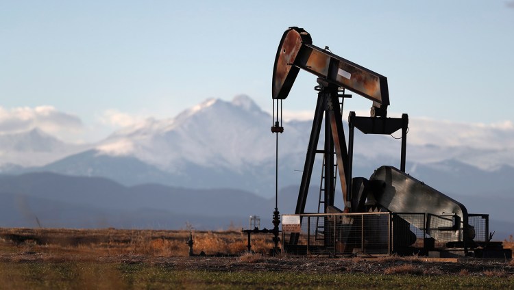 A pump jack over an oil well in north central Colorado.