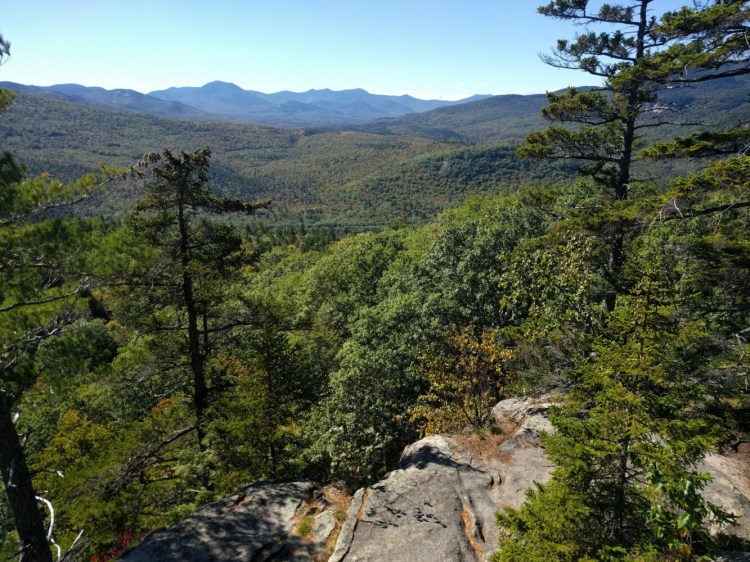 A view to the south from a trail overlook on Boulder Loop Trail in New Hampshire's White Mountains. 