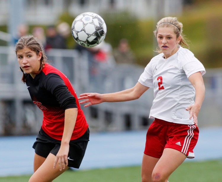 Camden Hills senior Kristina Kelly, right, has been named the National Player of the Year for high school girls by the United Soccer Coaches organization.