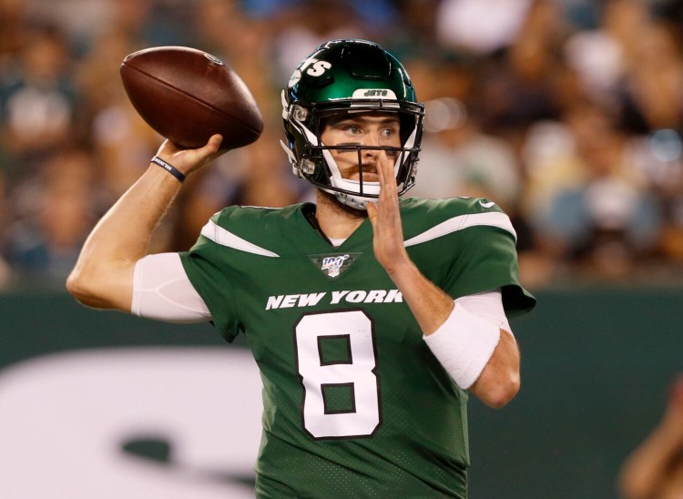 Luke Falk will get his first NFL start Sunday for the New York Jets against New England. 
