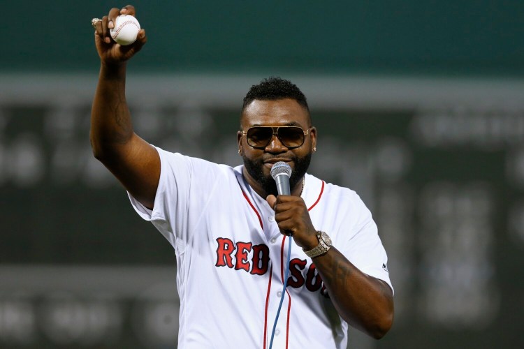 Former Red Sox's slugger David Ortiz made his first public appearance since he was shot and seriously injured in the Dominic Republic earlier this year when the threw out the first pitch and addressed the crowd before Monday's game between the Red Sox and the Yankees at Fenway Park.