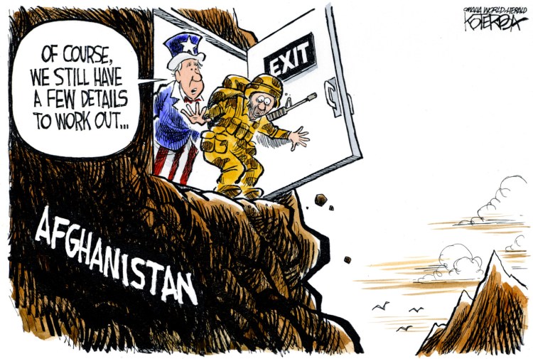 Jeff Koterba color cartoon for 8/3/2010
"Afghanistan Exit"