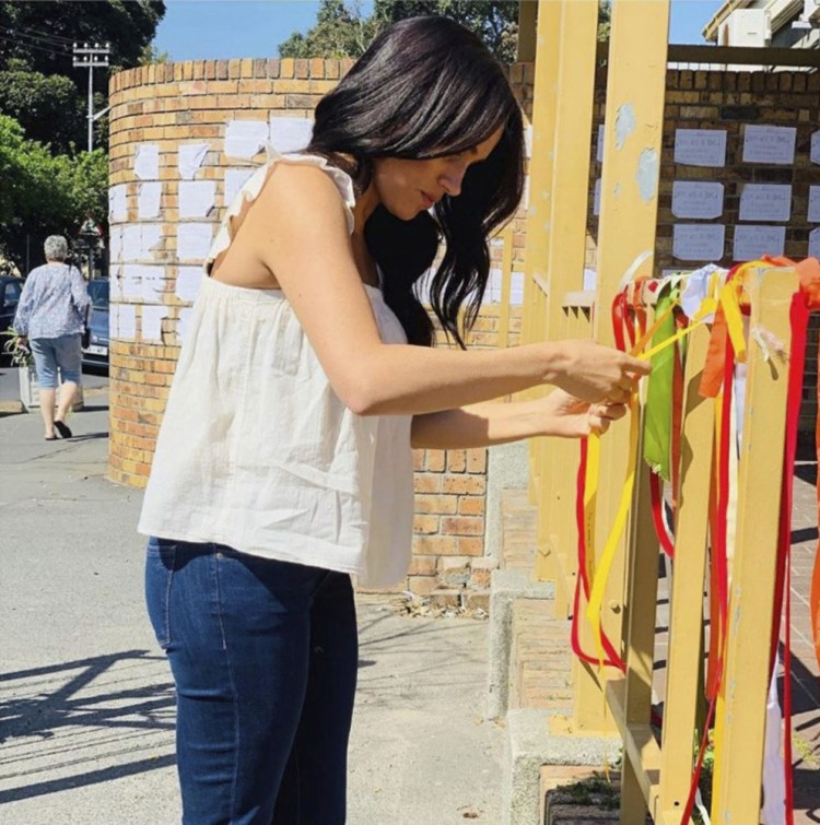 Britain's Meghan, the duchess of Sussex, visits the memorial to a murdered South African student as a "personal gesture" after "closely following the tragic story." 