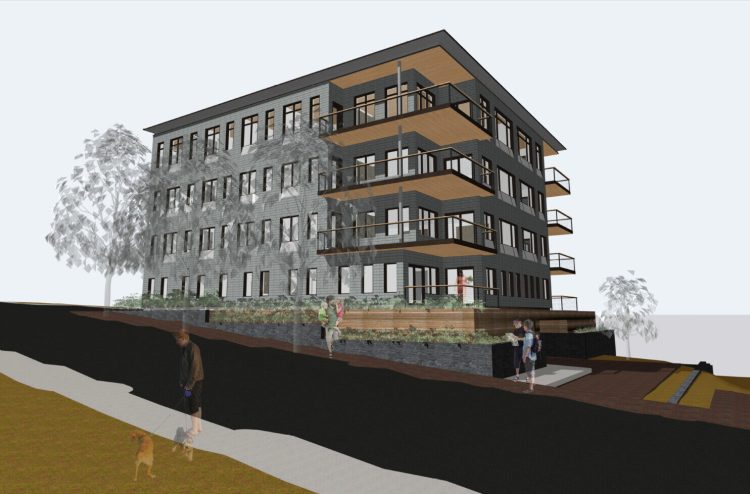 This rendering shows nine proposed condos for 33-37 Montreal St. in Portland's Munjoy Hill neighborhood. The developer received permission to tear down three existing buildings to make way for the project, which has stirred some neighborhood opposition. 