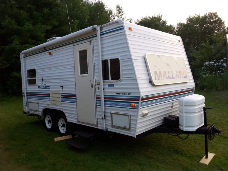 This provided image shows the Fleetwood Mallard camper that was stolen in Chelsea last week.