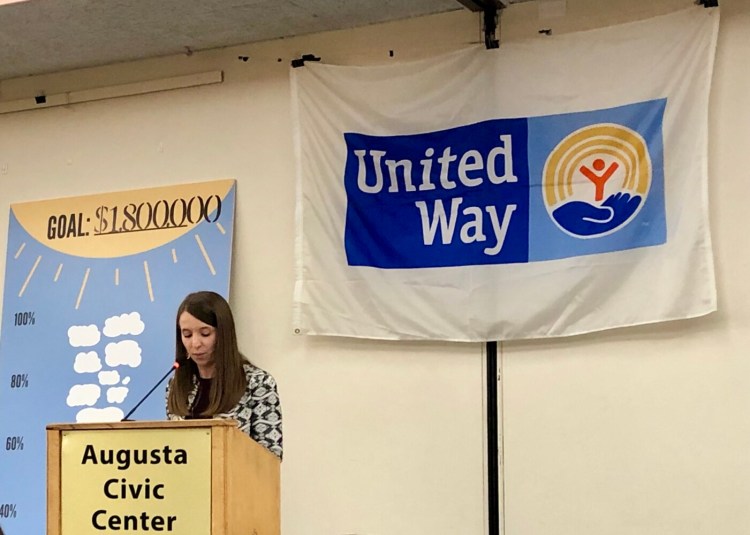 Courtney Yeager, executive director of United Way of Kennebec Valley,  addresses more than 300 attendees Thursday during the United Way's Campaign Kickoff Breakfast at the Augusta Civic Center.