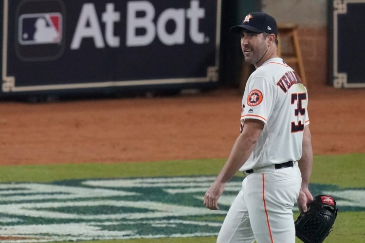 Houston Astros starting pitcher Justin Verlander is 0-5 in the World Series in his career. He has a chance for his first win, and another title, when the Astros face Washington in Game 6 on Tuesday.
