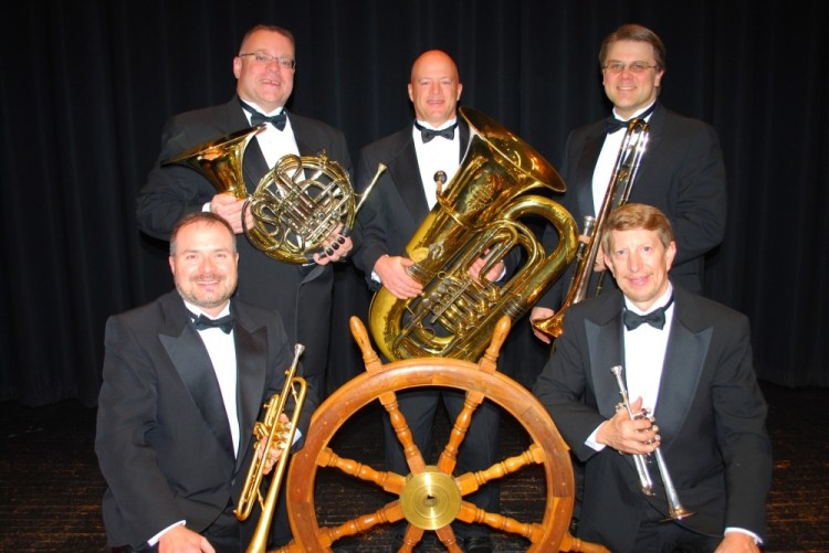 Downeast Brass member, from left, are Andrew Foster, D. Loren Fields, Mark Mumme, Mike Peterson and Dwight Tibbetts.

Mike Peterson, trombone; Mark Mumme, tuba; D. Loren Fields, French horn; and Dwight Tibbetts,