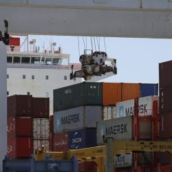 Container Ship Kota Ekspres Unloaded