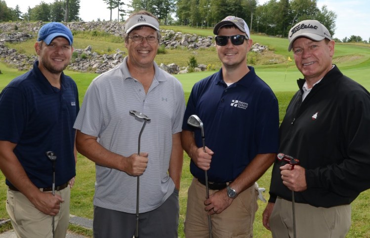 From left, Eric Gosline, Geoff Houghton, Jake Coan and Ron Trahan from the team Gosline-Murchie Insurance took first-place net honors at Golf Fore Kids’ Sake at Belgrade Lakes in support of Big Brothers Big Sisters of Mid-Maine.