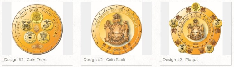 A rendering of the winning design for the new Maine Veteran Honorable Service Recognition Coin, designed by Georgette Kanach of Gray, Maine. 