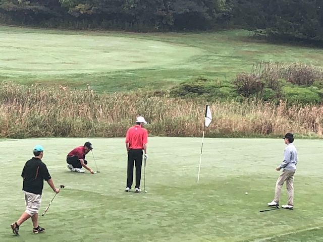 Golfers putt on the Tomahawk Course at Natanis during the Kennebec Valley Athletic Conference qualifier on Tuesday in Vassalboro.