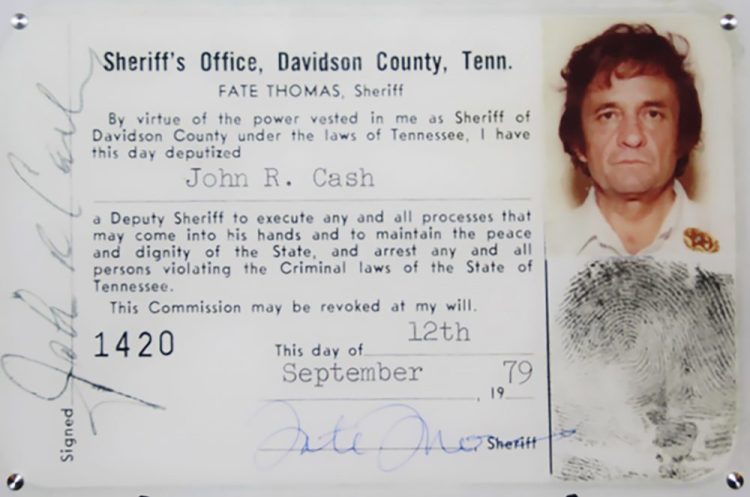 This 1979 image released by the Davidson County (Tenn.) Sheriff's Office via the Johnny Cash Museum, shows Cash's Deputy Sheriff ID card. 