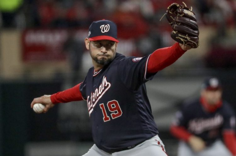Washington pitcher Anibal Sanchez throws during the fifth inning of Game 1 on Friday night in St. Louis. Sanchez was stellar in a 2-0 Nationals win.
