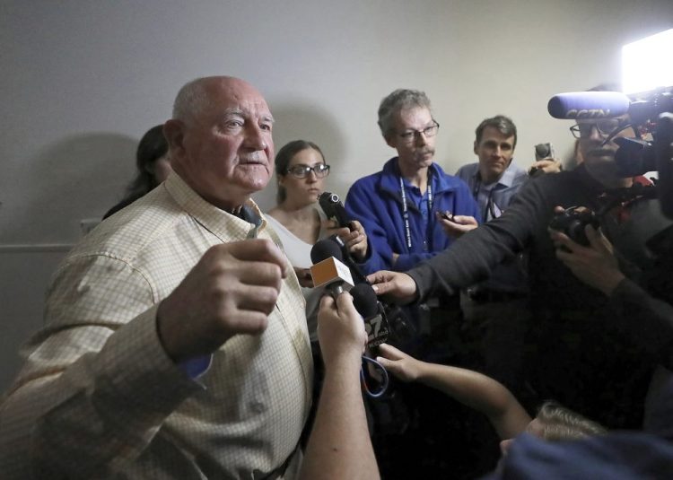 U.S. Secretary of Agriculture Sonny Perdue addresses questions from members of the media following a town hall meeting at the World Dairy Expo in Madison, Wis. Tuesday, Oct. 1, 2019.