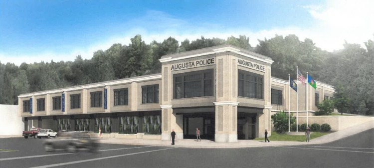 A rendering of what a proposed Augusta Police station could look like if it was built on Water Street. The rendering was shown as part of a presentation by a pair of firms, Artifex Architects and Engineers and Manns Woodward Studios.