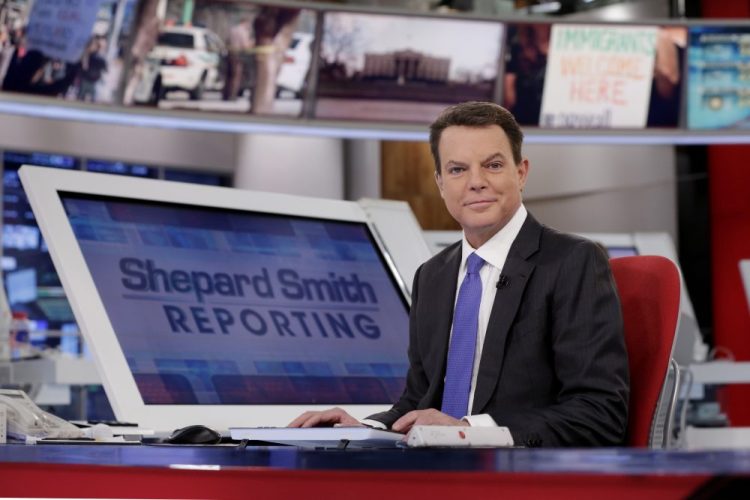 In this Jan. 30, 2017, file photo, Fox News Channel chief news anchor Shepard Smith appears on the set of "Shepard Smith Reporting" in New York. 