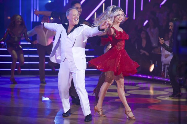 This Sept. 30, 2019 photo released by ABC shows former White House press secretary, Sean Spicer, left, and Lindsay Arnold during the celebrity dance competition series "Dancing With the Stars," in Los Angeles. 