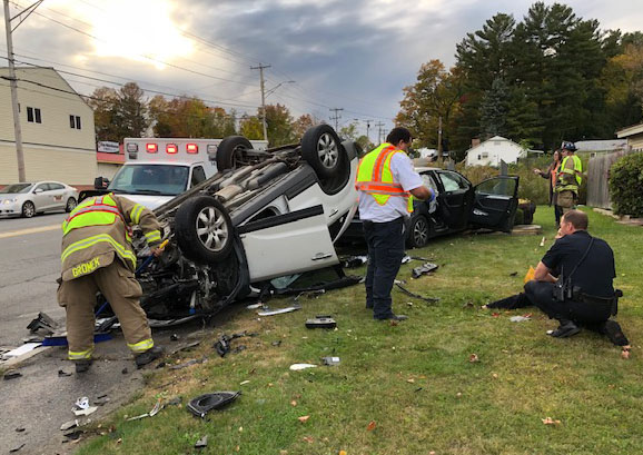 Two cars crashed on Kennedy Memorial Drive on Thursday at around 5 p.m. Waterville Fire and Delta Ambulance responded to the accident.