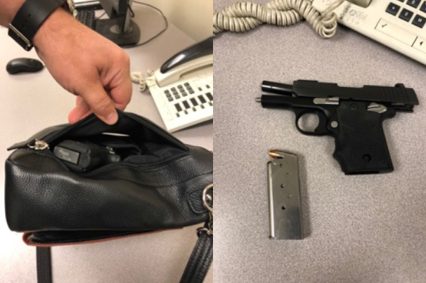 This loaded handgun was discovered in a woman's purse at the Portland International Jetport on Wednesday.