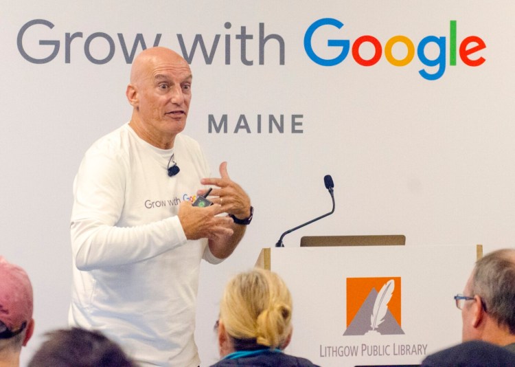 Google trainer Matt Weber teaches during the Grow With Google workshop at Lithgow Public Library in Augusta on Thursday.