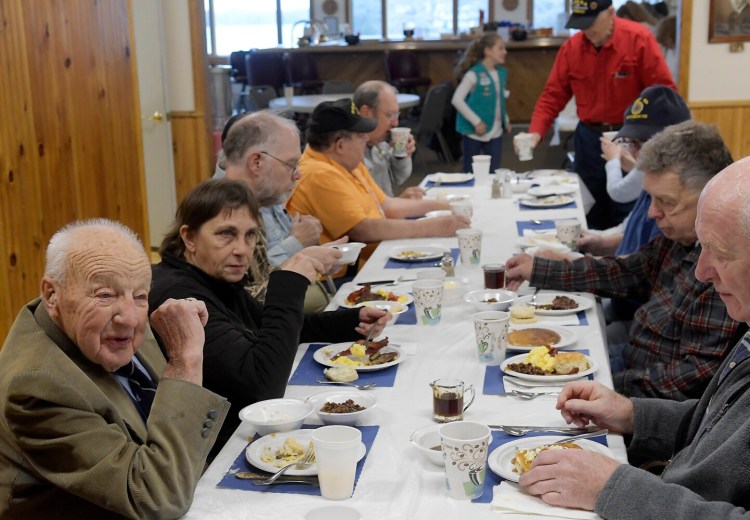 Veterans share Sunday breakfast at the American Legion Post in Winthrop. 