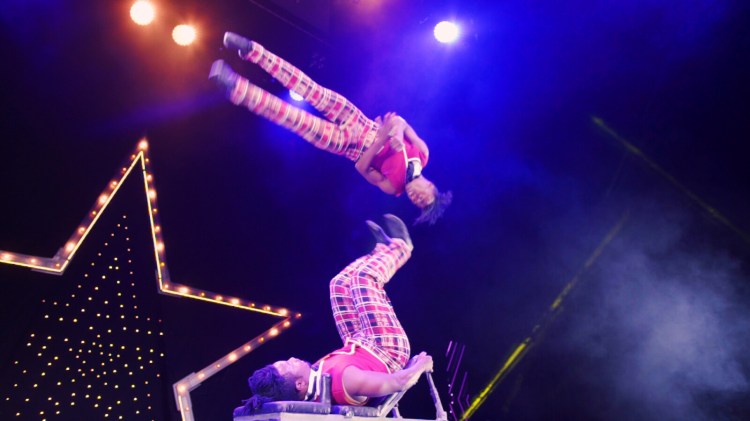 Foot juggling will be part of "A Magical Cirque Christmas" Friday in Portland. 