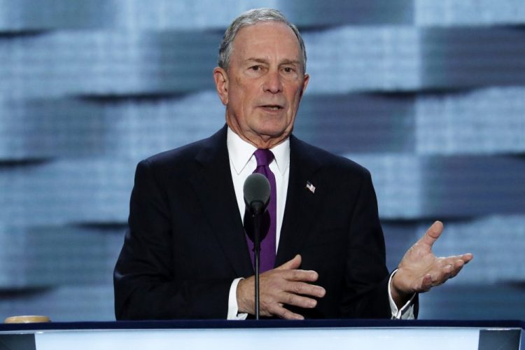 New York City Mayor Michael Bloomberg speaks July 27, 2016, during the third day of the Democratic National Convention in Philadelphia.