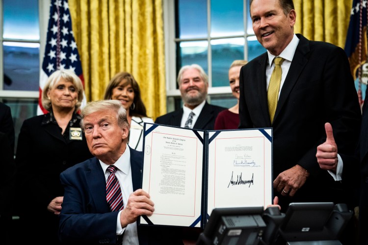 President Trump signed the Preventing Animal Cruelty and Torture Act on Monday in the Oval Office.