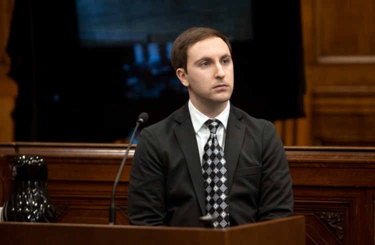 Mark Cardilli Jr. takes the stand on the fifth day of his murder trial at the Cumberland County Courthouse in December 2019. 