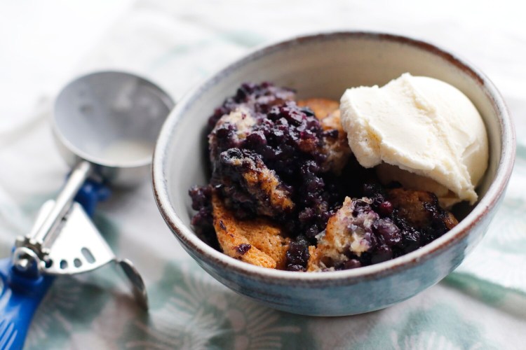 Blueberry cobbler and ice cream. We ask you, is it any hardship to eat more of this?
