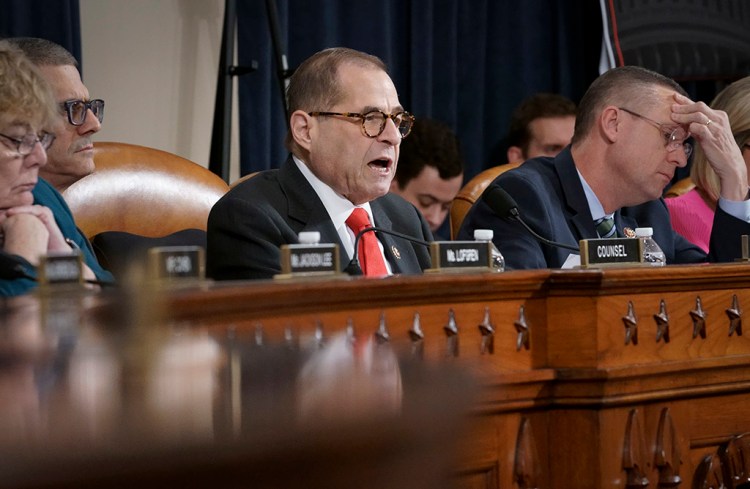 House Judiciary Committee Chairman Jerrold Nadler, D-N.Y., joined at right by Rep. Doug Collins, R-Ga., the ranking member, convenes the panel to hear investigative findings in the impeachment inquiry against President Trump on Monday.