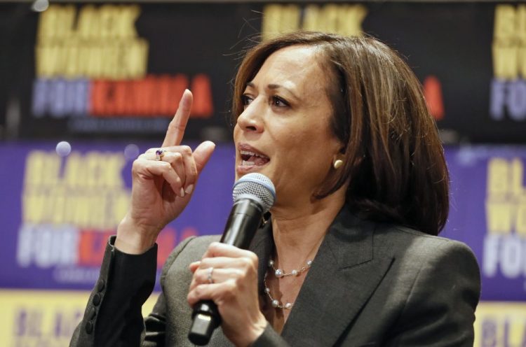 Democratic presidential candidate Sen. Kamala Harris, D-Calif., speaks at an event last month in Atlanta. She plans to end her bid for the Democratic nomination for president, sources said Tuesday.