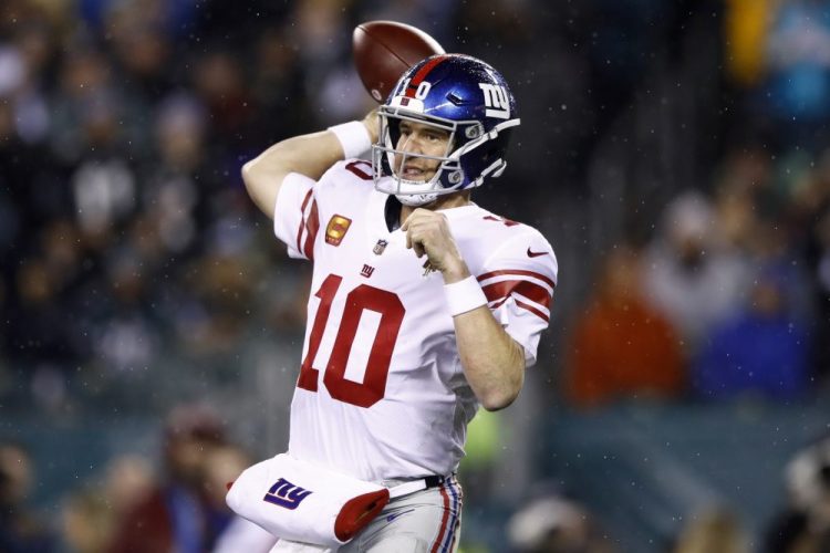 Quarterback Eli Manning will start for the second straight week for the New York Giants. Daniel Jones is sidelined with a high ankle sprain. 