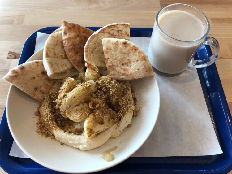 The cauliflower hummus bowl at Nura Hummus and Falafel Bar. The restaurant, which is 90 percent vegan, grew out of the Falafel Mafia food truck. 