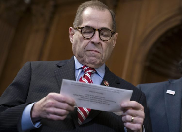 House Judiciary Committee Chairman Jerrold Nadler, D-N.Y., looks over notes Friday at the Capitol in Washington. House Speaker Nancy Pelosi announced on Wednesday that she is asking Nadler move forward with drafting articles of impeachment against President Trump.