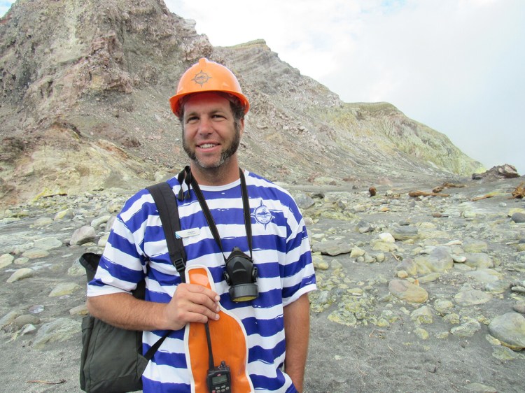 Hayden Marshall-Inman is seen on White Island, New Zealand, where he offered tours of the active volcano. He was killed earlier this week in an eruption. 