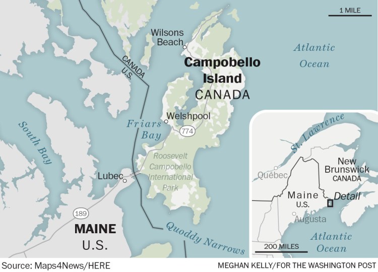 Map of Campobello Island, Canada