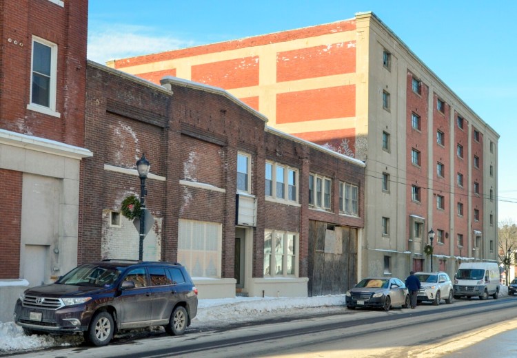 This photo, taken Jan. 21, shows buildings near corner of Water and Laurel streets that is one of the proposed sites for a new Augusta Police station.