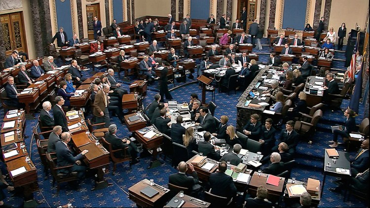 Senators cast their votes Friday on the motion to allow witnesses and evidence to be introduced in the impeachment trial of President Trump. The motion failedon a vote of 51-49.