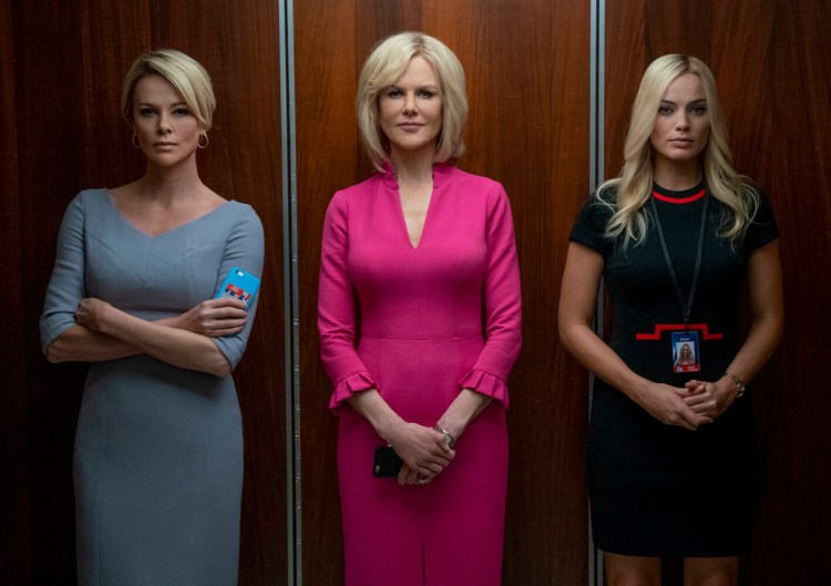 Megyn Kelly (Charlize Theron, left), Gretchen Carlson (Nicole Kidman, center), and Kayla Pospisil (Margot Robbie, right) in "Bombshell."