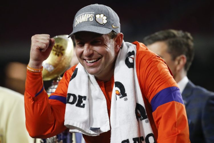 Clemson Coach Dabo Swinney has led his team to five College Football Playoff appearances and two national titles. The Tigers can win a third on Monday against LSU.