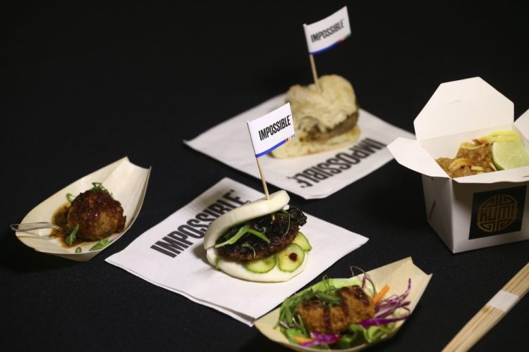 A variety of Impossible Pork dishes from Impossible Foods, the California plant-based meat company. Burger King will give consumers their first taste of Impossible Sausage with its Impossible Croissan’wich, made with the plant-based sausage, but won't be for vegans as it's coupled with the traditional egg and cheese.  